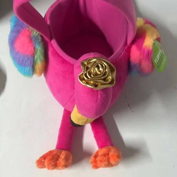 Pink Flamingo Plush Egg Basket with Rainbow Wings - Picture 6 of 8